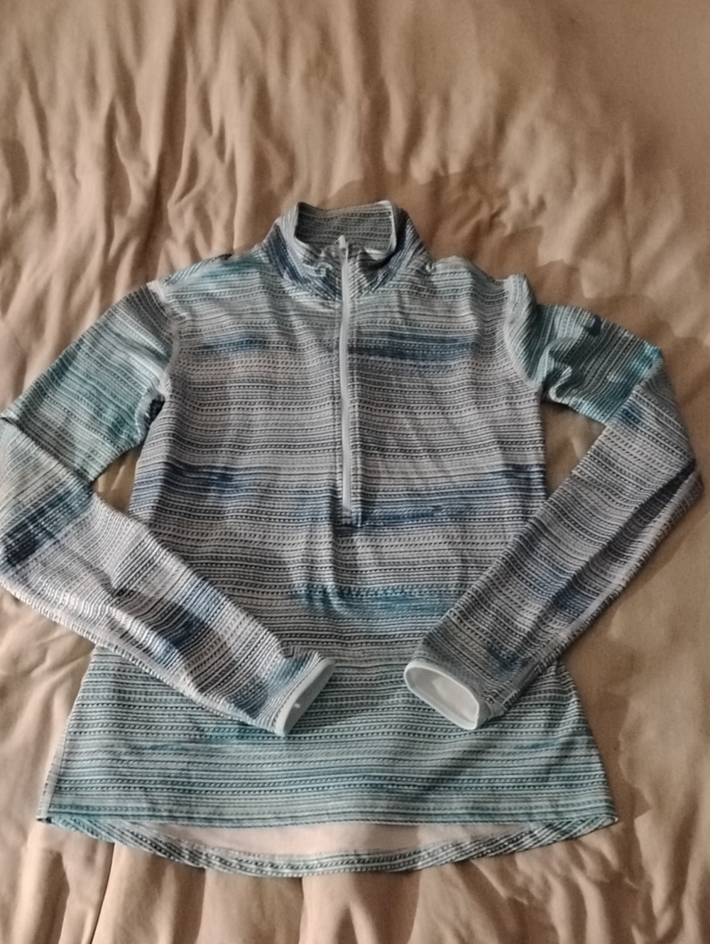 Nike Blue & White Striped Quarter-Zip Pullover